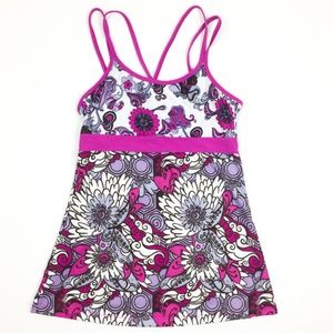 prAna Floral Tank Top with Shelf Bra S